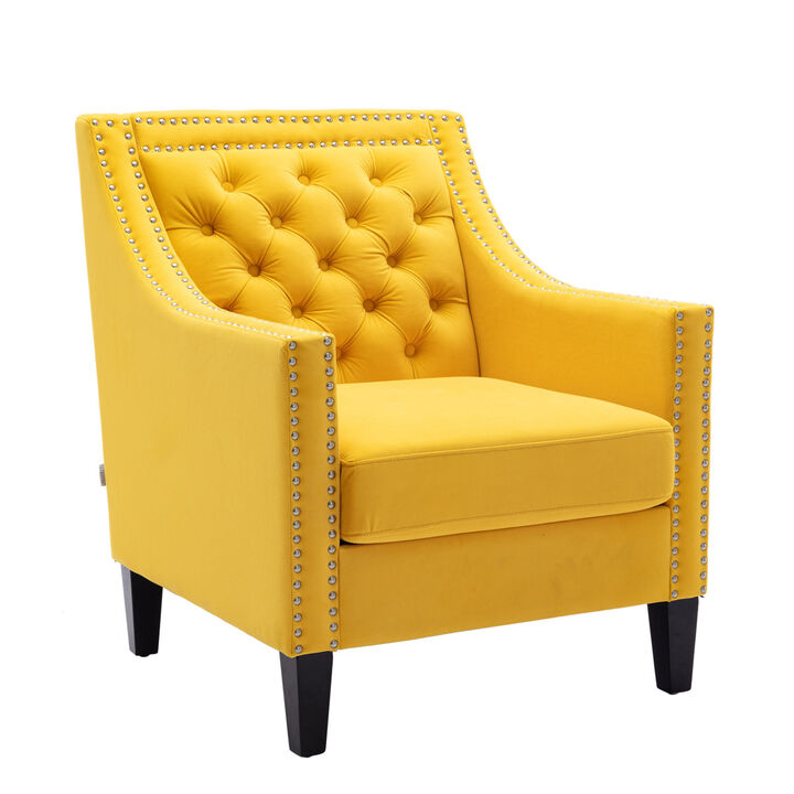 accent armchair living room chair with nailheads and solid wood legs