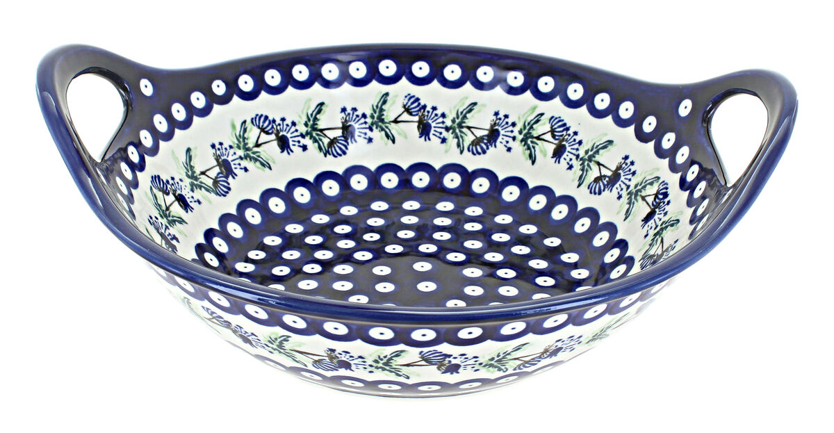 Blue Rose Polish Pottery Zara Medium Bowl with Handles