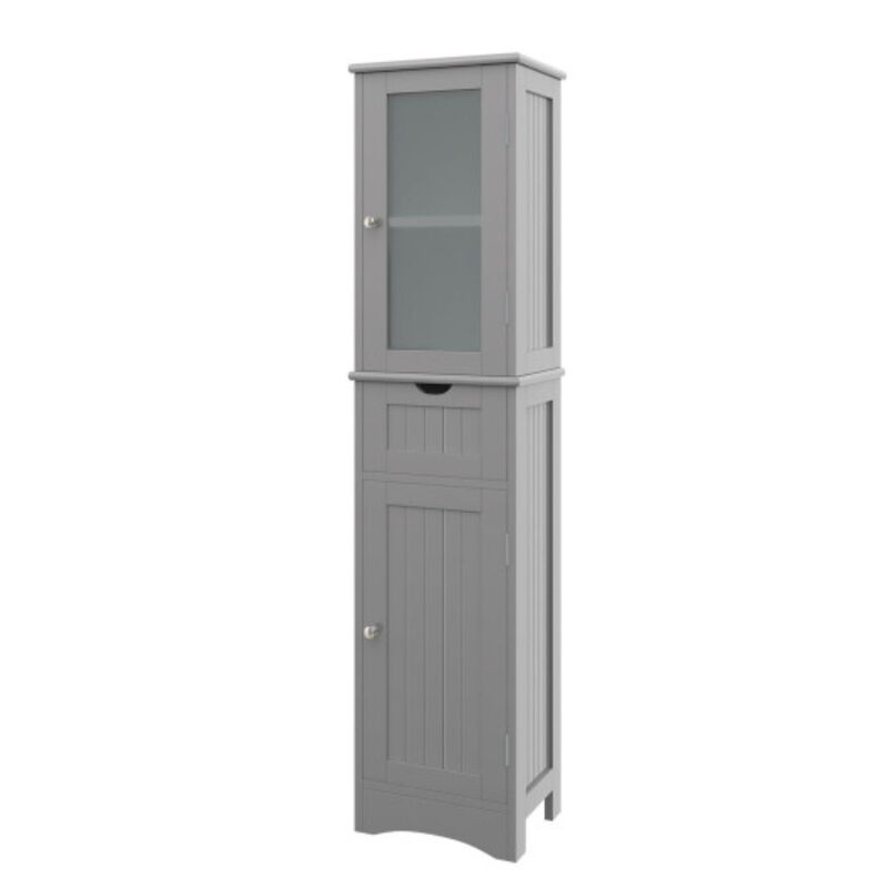 Tall Floor Storage Cabinet with 2 Doors and 1 Drawer for Bathroom