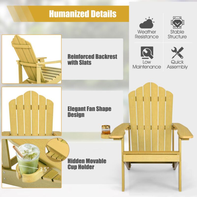 Hivago Weather Resistant HIPS Outdoor Adirondack Chair with Cup Holder