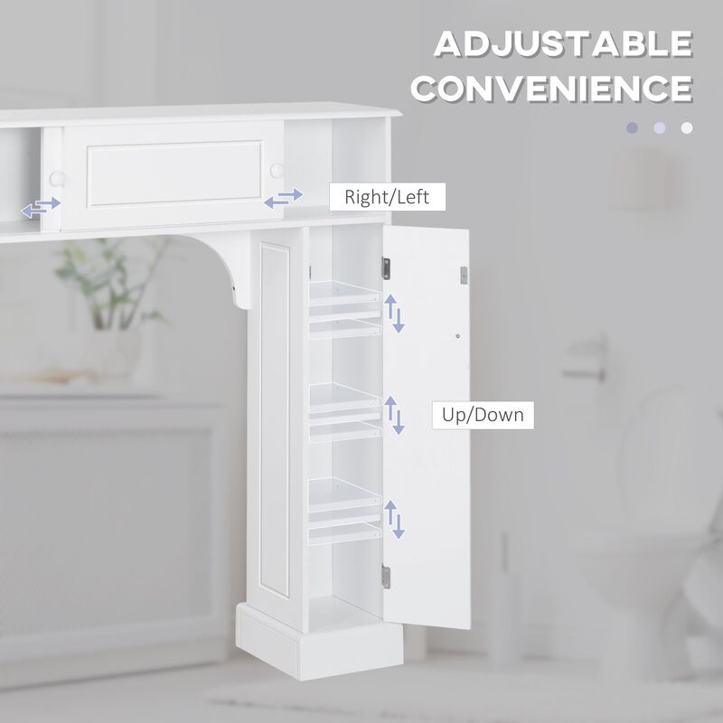 White Bathroom Maximizer: Over-Toilet Storage Cabinet with Shelves