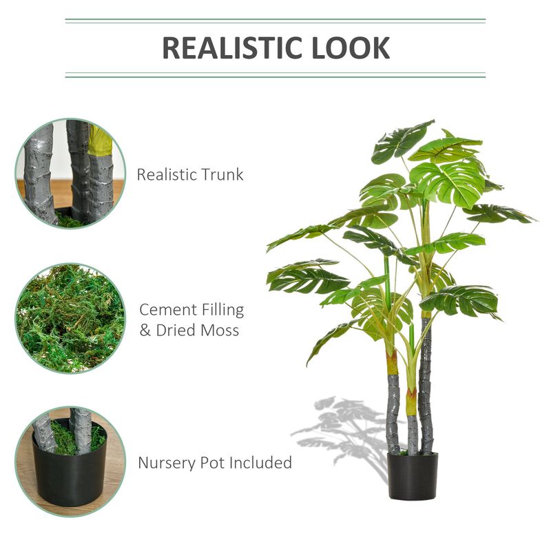 Indoor/Outdoor Green: 4ft Artificial Monstera Tree in Nursery Pot