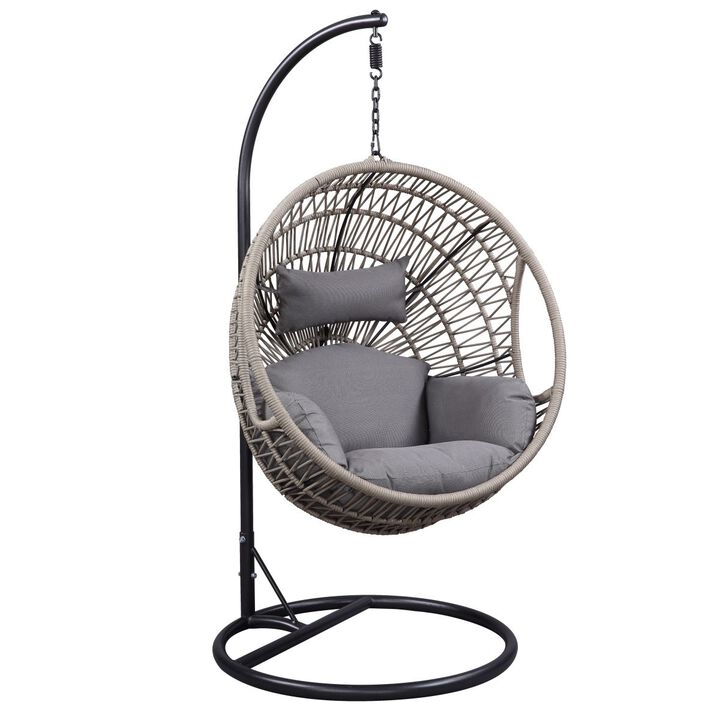 Vinnie Patio Swing Chair with Stand, Fabric & Rope (1Set/3Ctn)