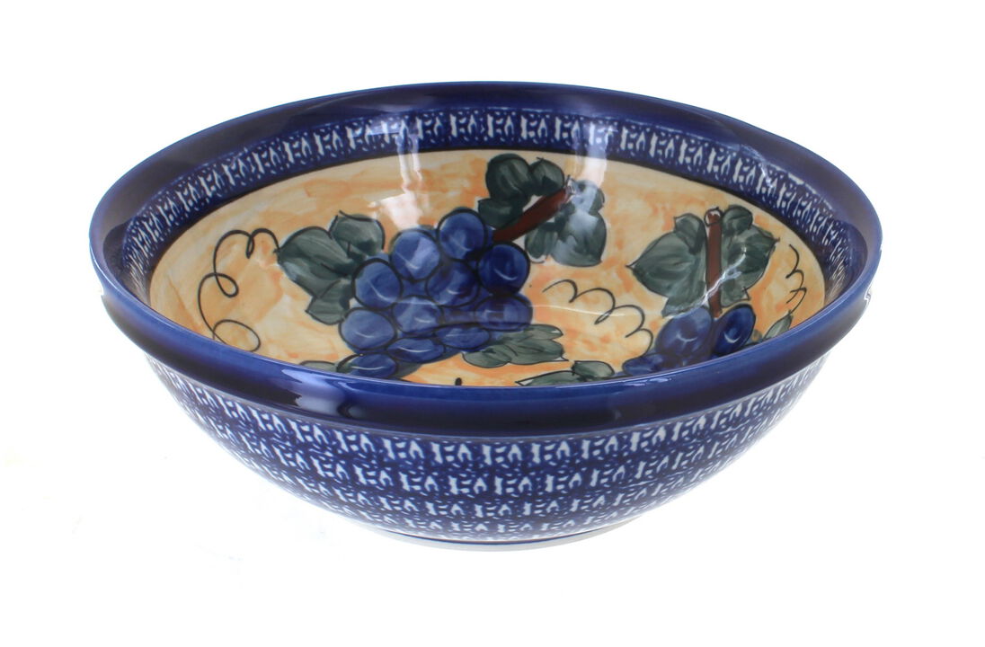 Blue Rose Polish Pottery Seaside Swirl Large Serving Bowl