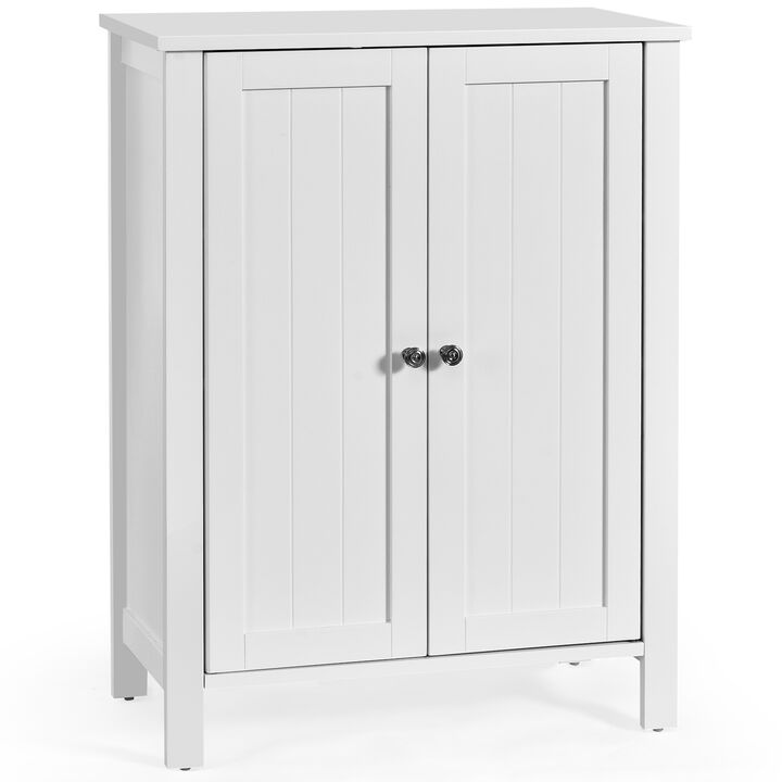Costway 2-Door Bathroom Floor Storage Cabinet Space Saver Organizer White