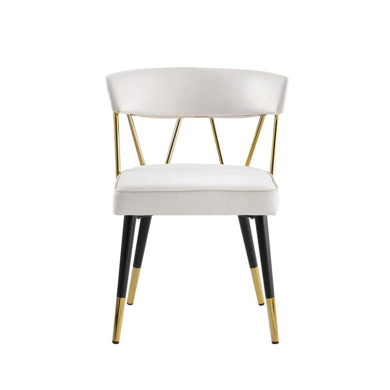 Aireys Cream Velvet Armless Chair with Gold Accents (Set of 2)