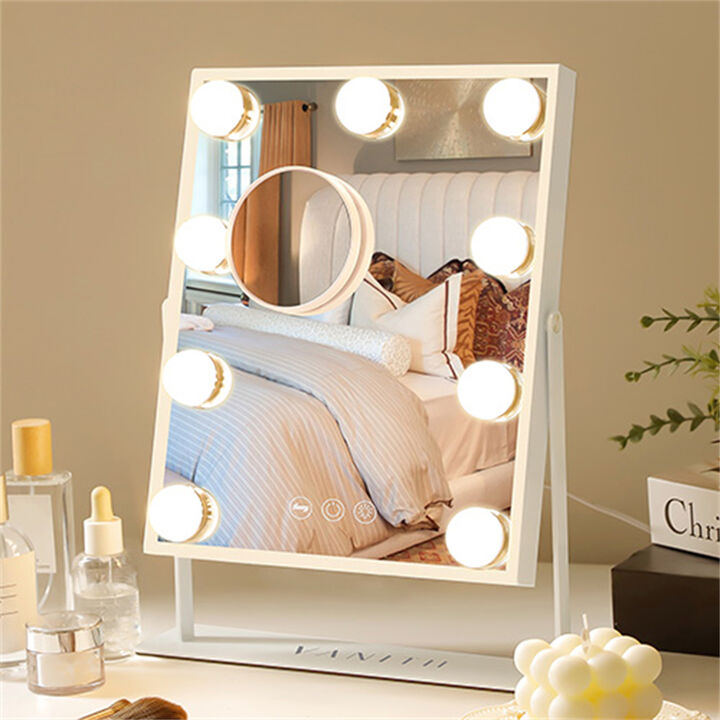 10''*12'' Hollywood Makeup Vanity Mirror With 9 LED Bulbs White