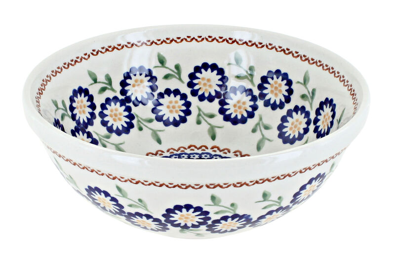 Blue Rose Polish Pottery Blue Violet Cereal/Soup Bowl