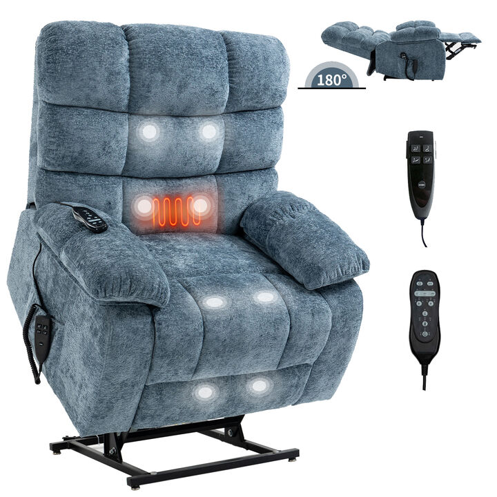 Mondawe Lift Recliner Chair Heat Massage Dual Motor Infinite Position Up to 350 LBS Large Electric Power Lift Recliners with Power-Remote