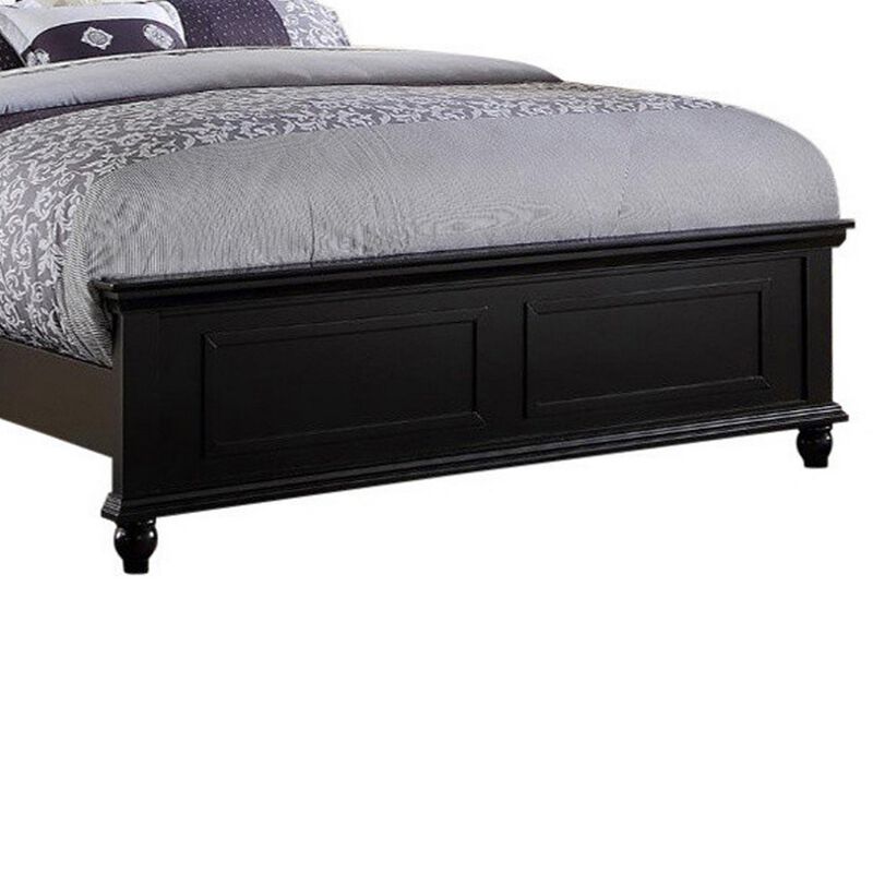 Seamless Wooden Queen Bed, Black-Benzara