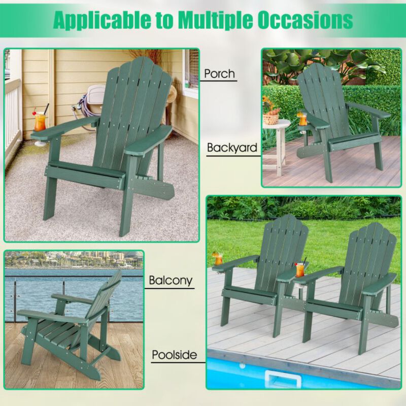 Hivago Weather Resistant HIPS Outdoor Adirondack Chair with Cup Holder