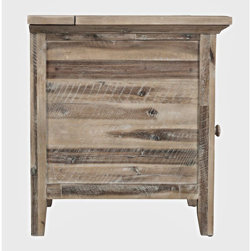 Jofran Inc. Rustic Shores Farmhouse USB Charging End Table with Storage, Grey Wash