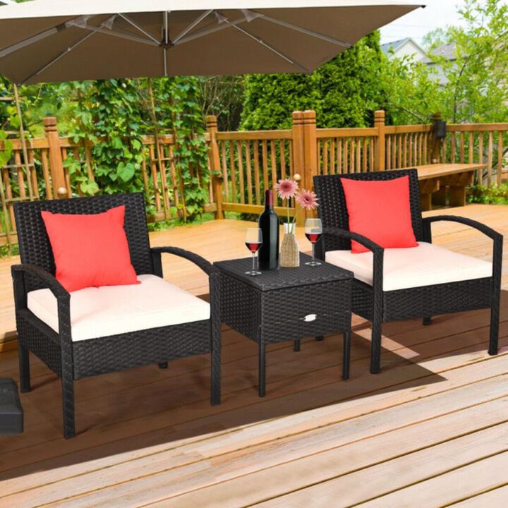 Hivvago 3 Pieces PE Rattan Wicker Sofa Set with Washable and Removable Cushion for Patio