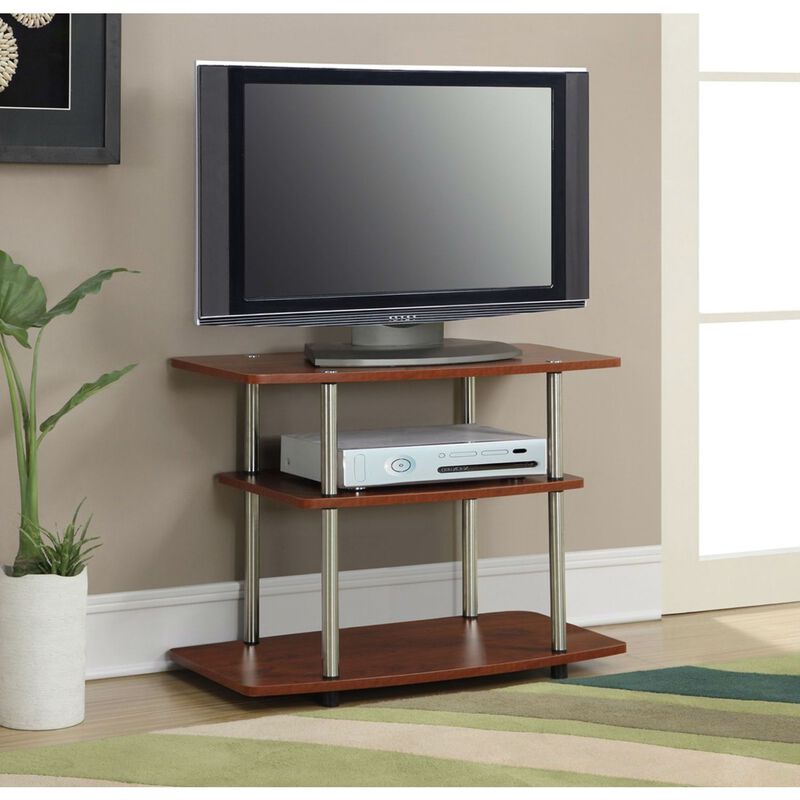 Hivvago Modern Wood and Metal TV Stand in Cherry Brown Finish