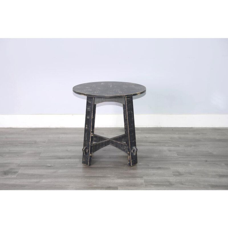 Sunny Designs Marina Farmhouse Mahogany Wood End Table in Black Sand