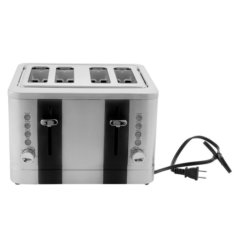 4-Slice Toaster Stainless Steel Toaster 7 Shade Setting Extra Wide Slots Sliver