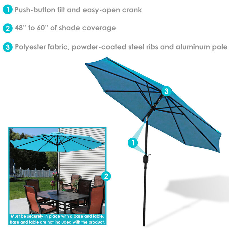 Sunnydaze 9 ft Aluminum Patio Umbrella with Tilt and Crank