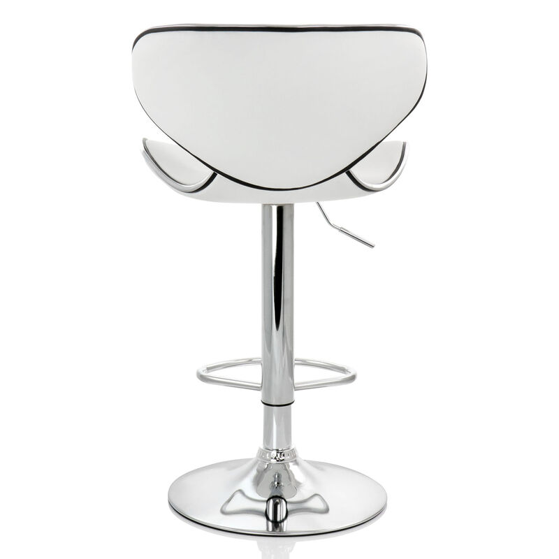 Elama 2 Piece Faux Leather Adjustable Bar Stool in White with Chrome Base