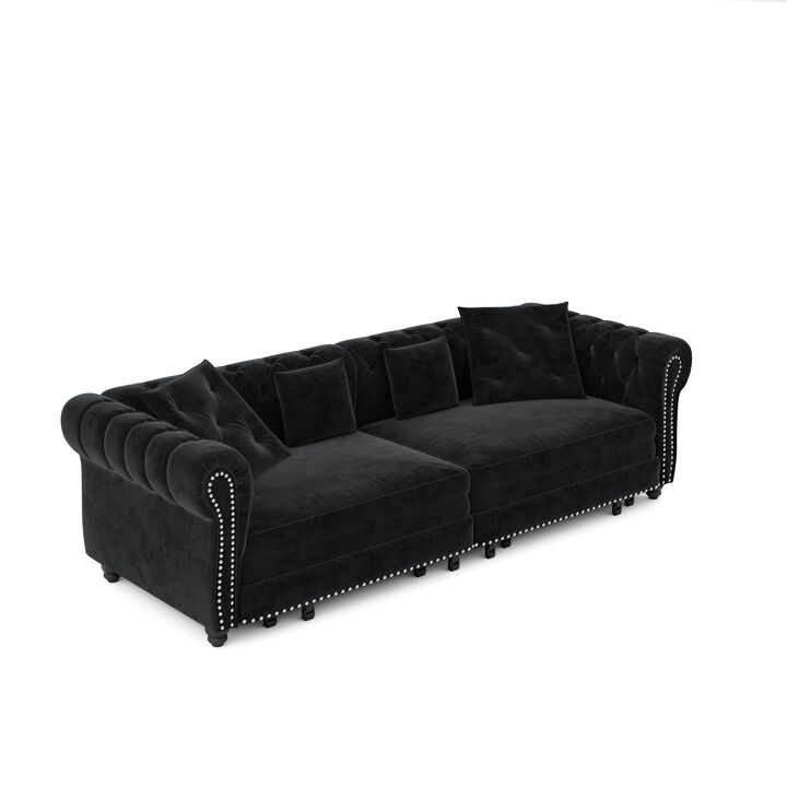 Whisen 3-in-1 Pull-Out Sofa Bed, 3-Seater Sofa, Convertible Sleeper Sofa Bed with Movable Ottoman