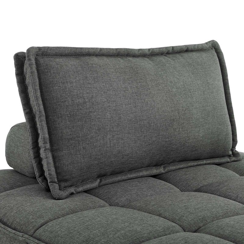 Saunter Tufted Fabric 5-Piece Sectional Sofa Gray