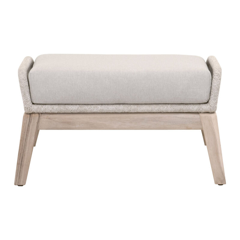 Loom Outdoor Footstool in Taupe & White