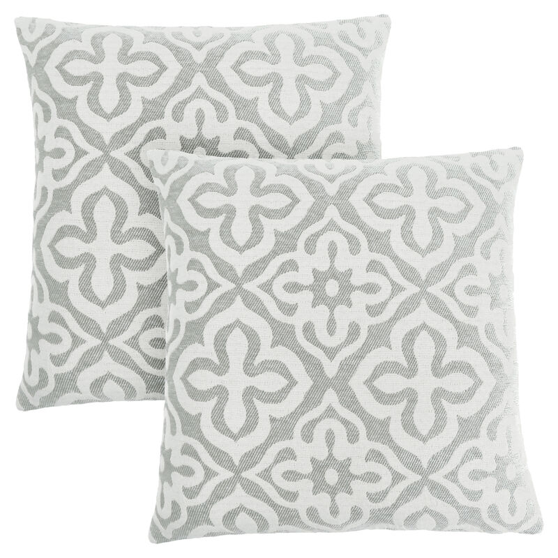 Monarch Specialties I 9215 Pillows, Set Of 2, 18 X 18 Square, Insert Included, Decorative Throw, Accent, Sofa, Couch, Bedroom, Polyester, Hypoallergenic, Grey, Modern