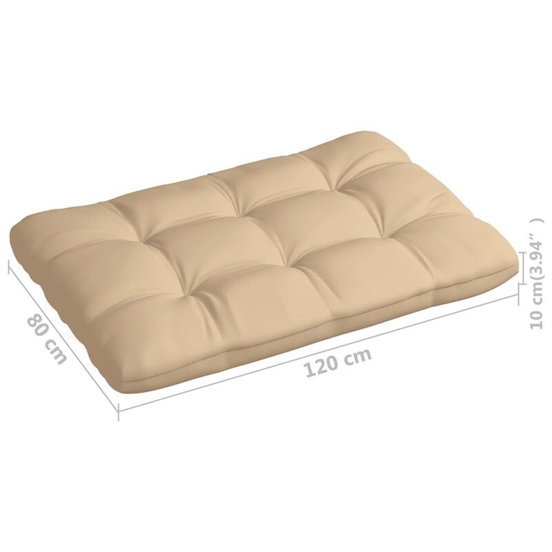 vidaXL Pallet Sofa Cushion Beige 47.2"x31.5"x3.9"