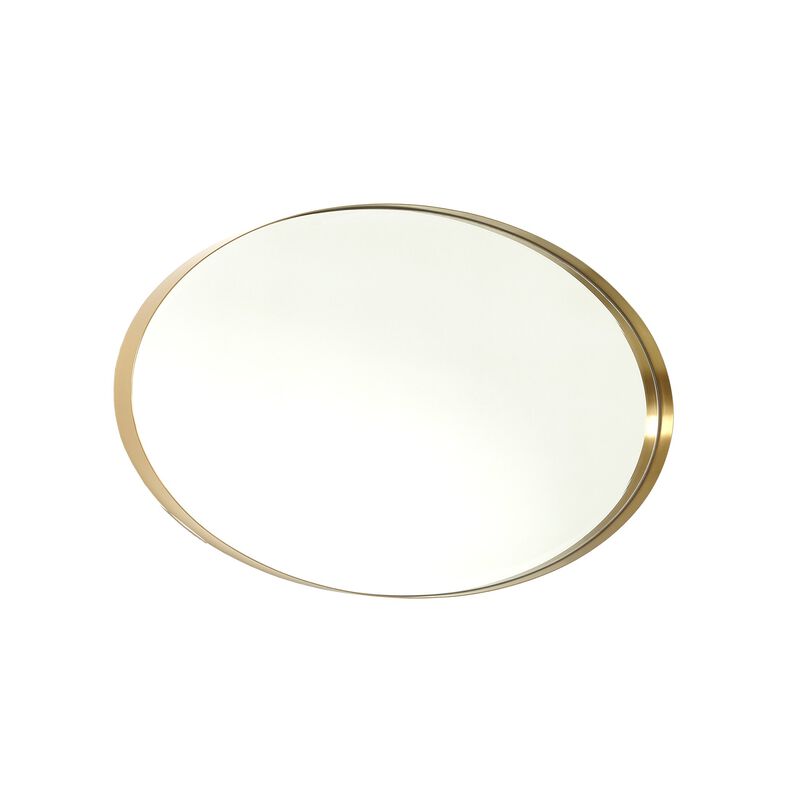 Elongated Oval Small Brass Mirror