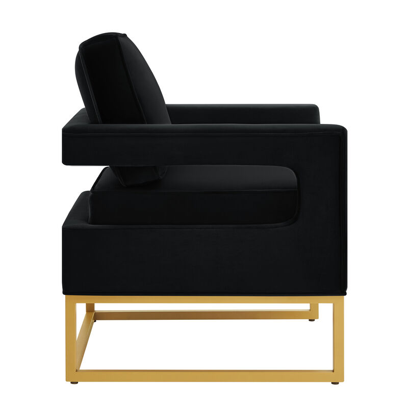 Merax Modern Velvet Accent Chair with Gold Metal Base