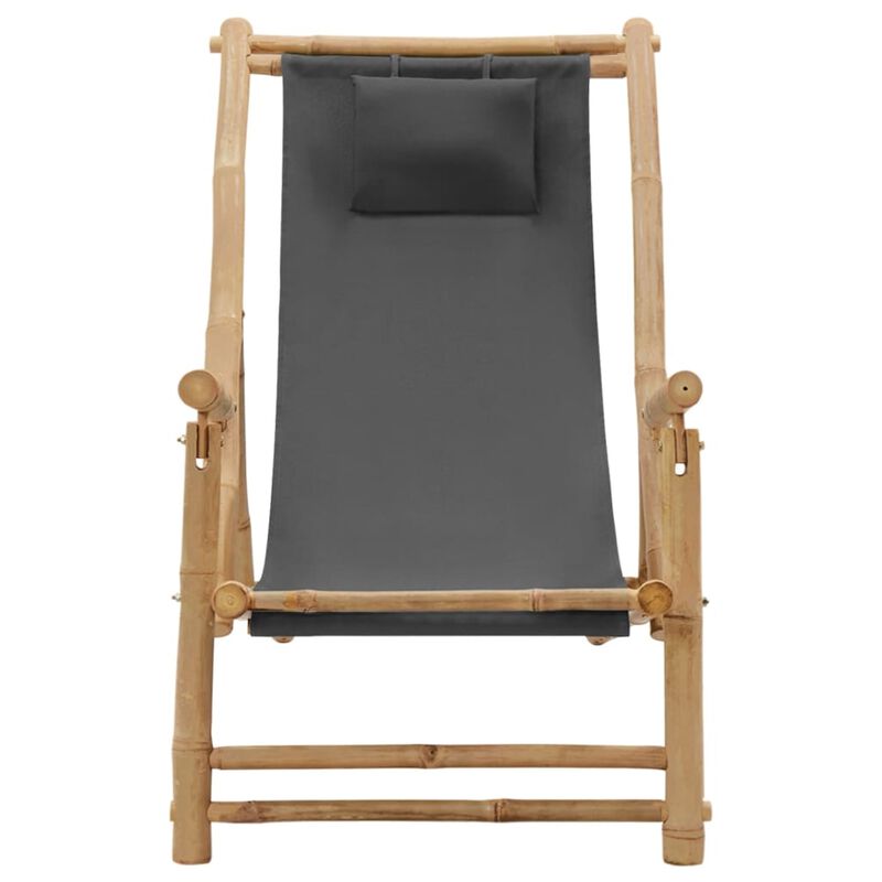 vidaXL Deck Chair Bamboo and Canvas Dark Gray