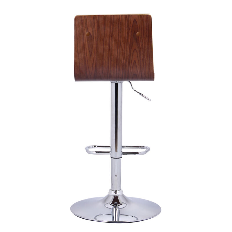 Aubrey Adjustable Height Swivel Faux Leather and Chrome Bar Stool