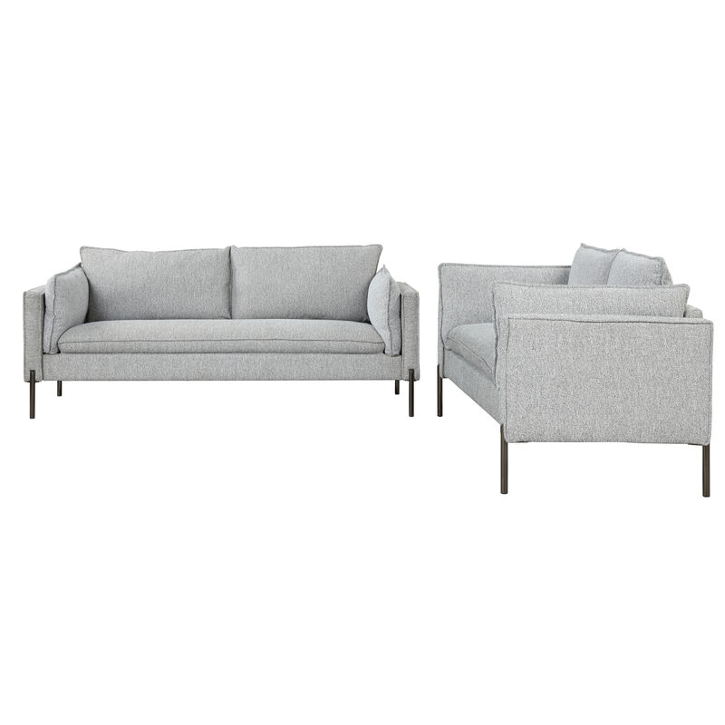 2 Piece Sofa Sets Modern Linen Fabric Upholstered Loveseat and 3 Seat Couch Set Furniture for Different Spaces, Living Room