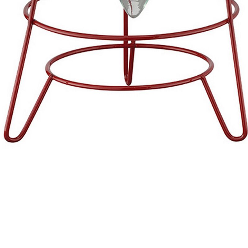 Lantern Table Lamp with Open Metal Frame, Red-Benzara