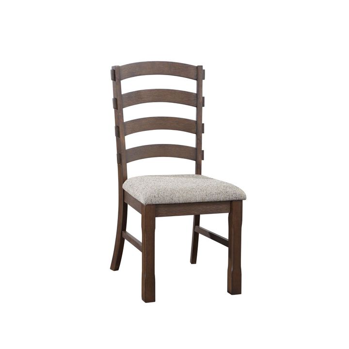 Pascaline Side Chair (Set-2), Gray Fabric, Rustic Brown & Oak Finish DN