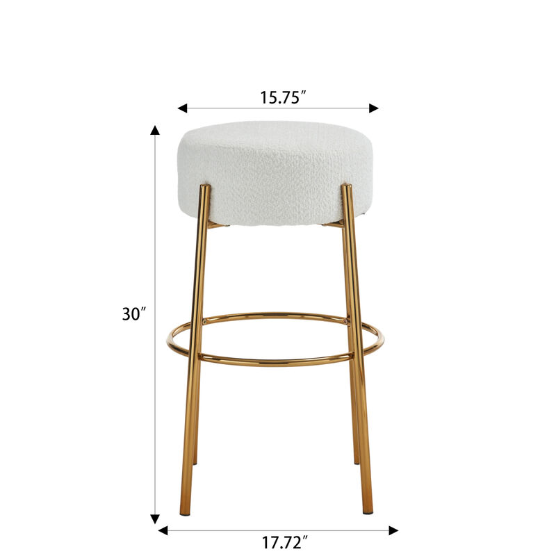 30" Tall, Round High Bar Stools, Set of 2 Contemporary upholstered dining stools for kitchens, coffee shops and bar stores Includes sturdy hardware support legs
