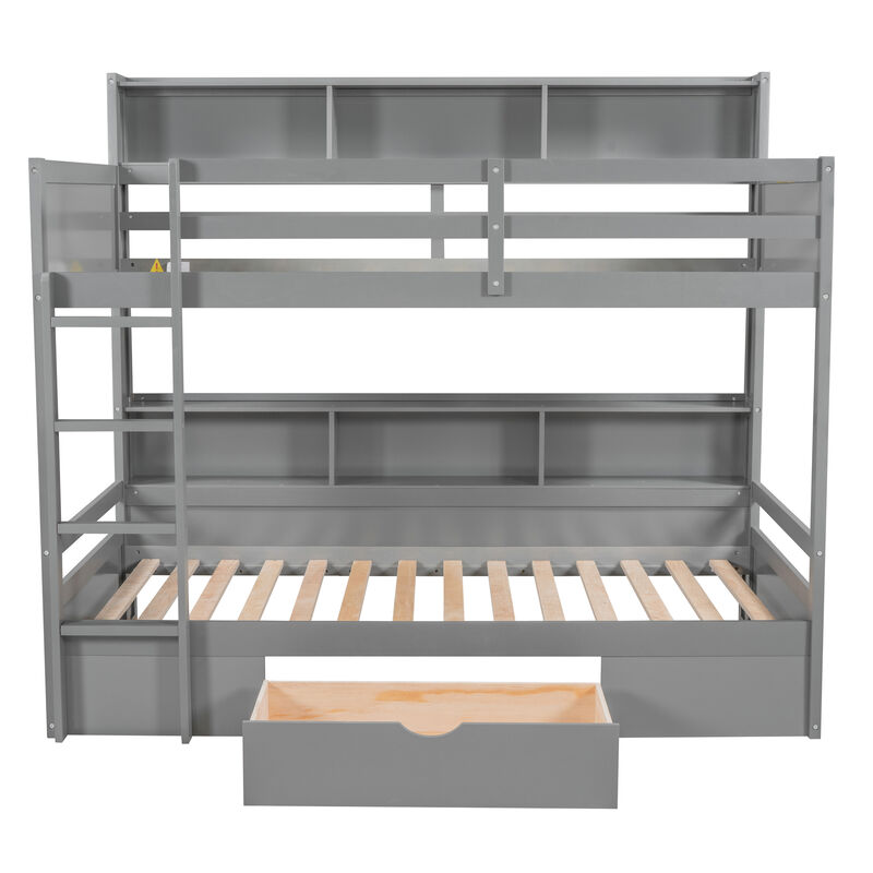 Merax Modern Bunk Bed with Built-in Shelves