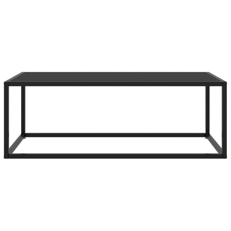 vidaXL Modern Rectangular Coffee Table | Black Tempered Glass and Powder-Coated Steel | Easy Assembly | Functional Living Room Furniture