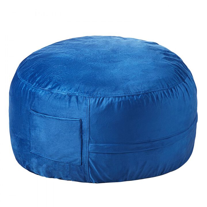 Velvet Round Bean Bag Chair with Removable Cover Soft Seat for Lounge or Bedroom