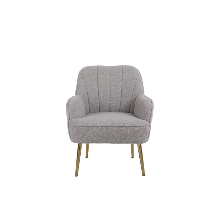 Modern Mid Century Chair Tufted Sherpa Armchair for Living Room Bedroom Office Easy Assemble