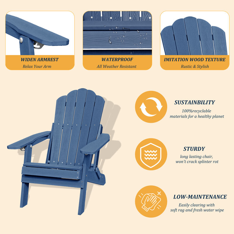 MONDAWE  Outdoor Adjustable Adirondack Chair with Cup Holder Gray