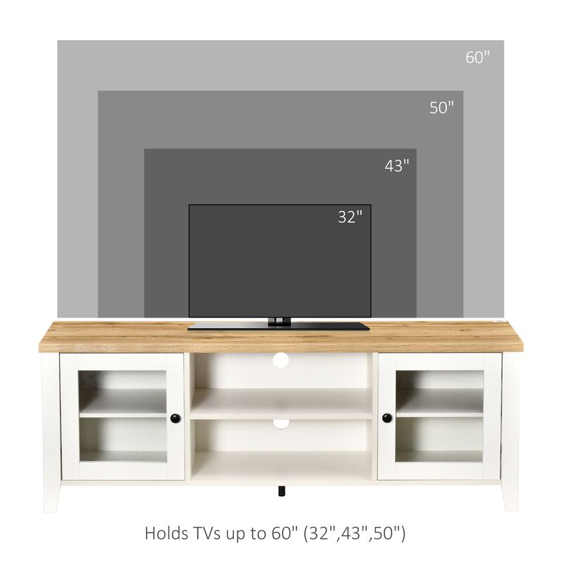 White Living Room Center: Modern TV Stand with Storage for 60" Screens