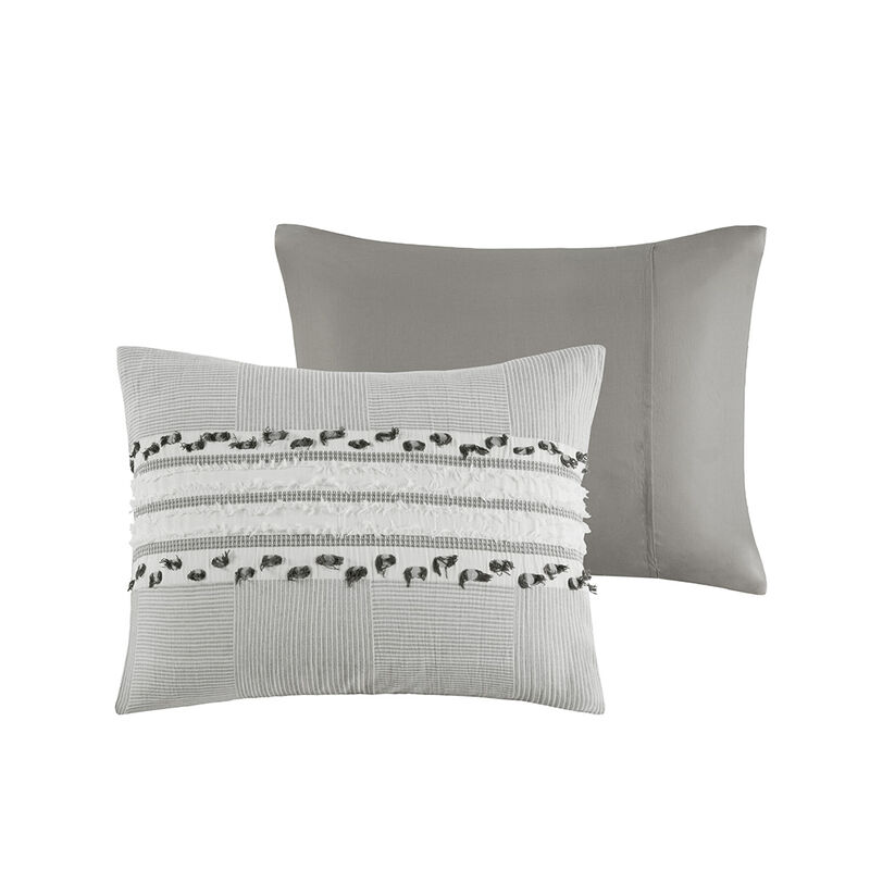 Gracie Mills Katy Globally-Inspired Striped Organic Cotton Jacquard Comforter Set