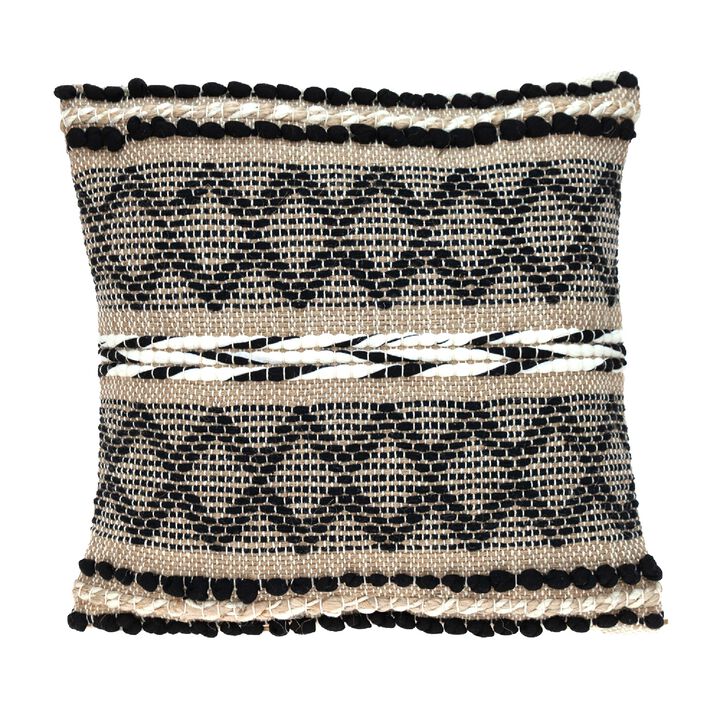 17.72" Beige Transitional Square Throw Pillow