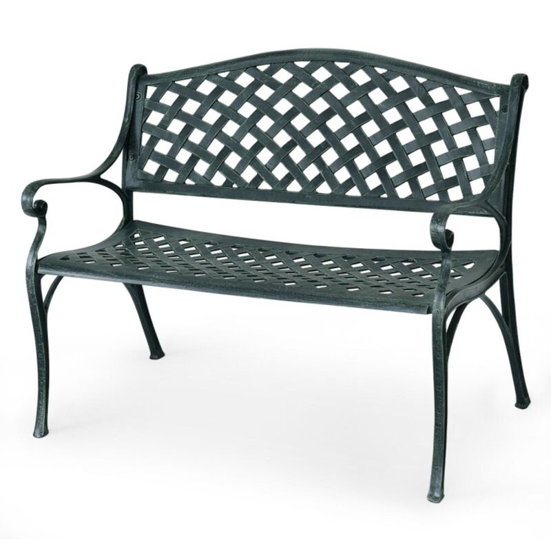 Hivvago 40 Inch Outdoor Aluminum Antique Garden Patio Bench