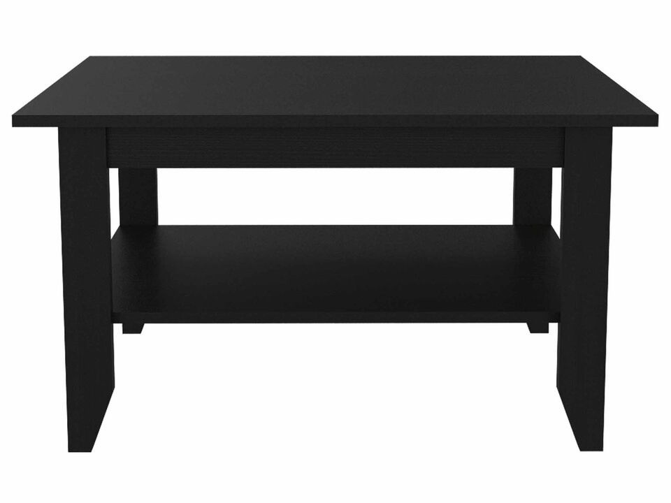 Homezia Modern Jet Black Coffee Table with Shelf