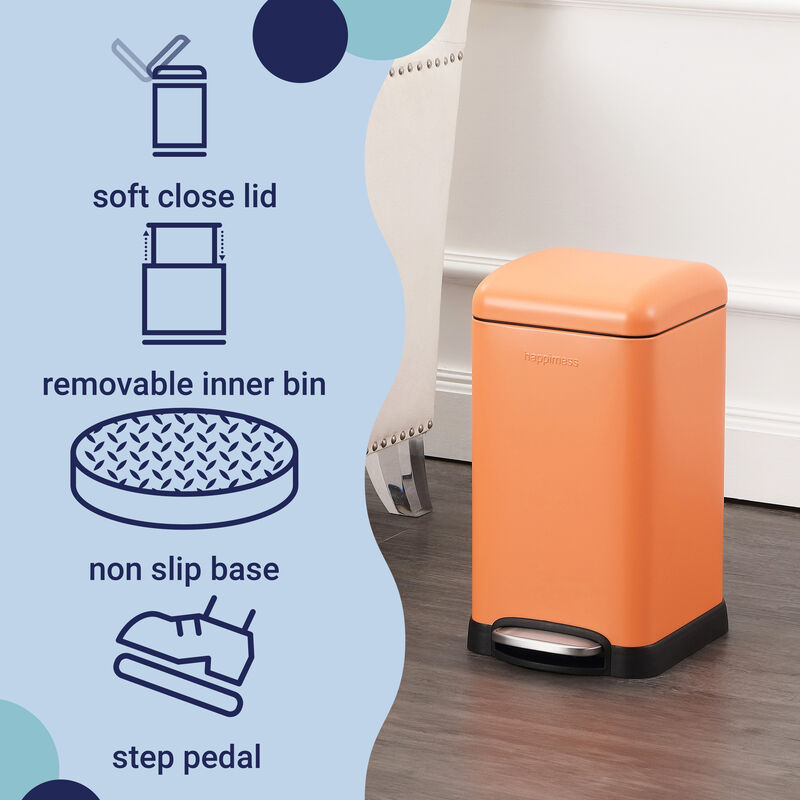 Betty Retro Mini 3.2-Gallon Step-Open Trash Can, Carrot Cake