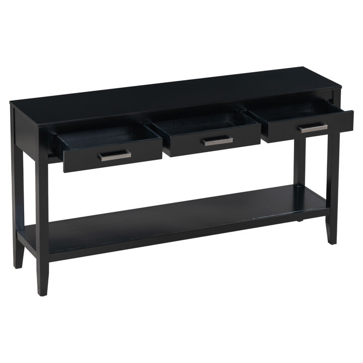 Contemporary 3-Drawer Console Table with 1 Shelf, Entrance Table for Entryway, Hallway, Living Room, Foyer, Corridor