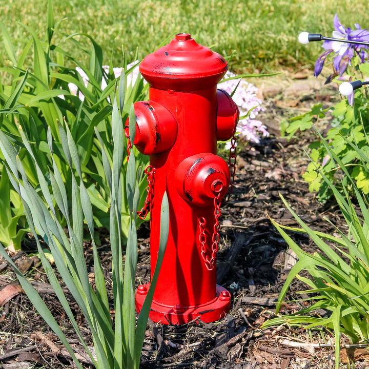 Sunnydaze Fire Hydrant Metal Outdoor Statue - 14 in
