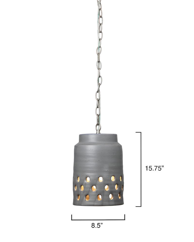 Perforated Long Ceramic Pendant