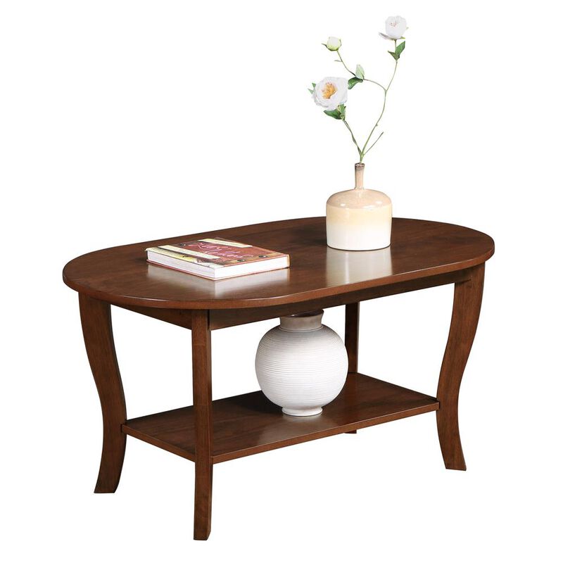 Convenience Concepts American Heritage Oval Coffee Table with Shelf